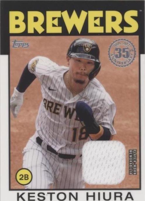 Alternate front photograph of 2021 Topps Keston Hiura Milwaukee Brewers 1986 Baseball Relics card