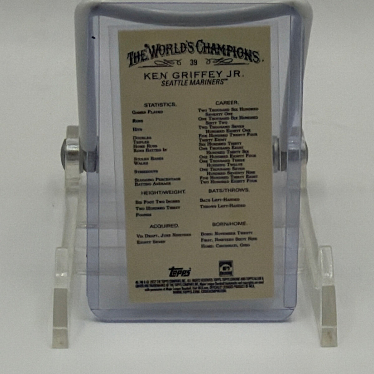 Reverse of 2022 Allen & Ginter Chrome Ken Griffey Jr. #39 Mini Refractor baseball card