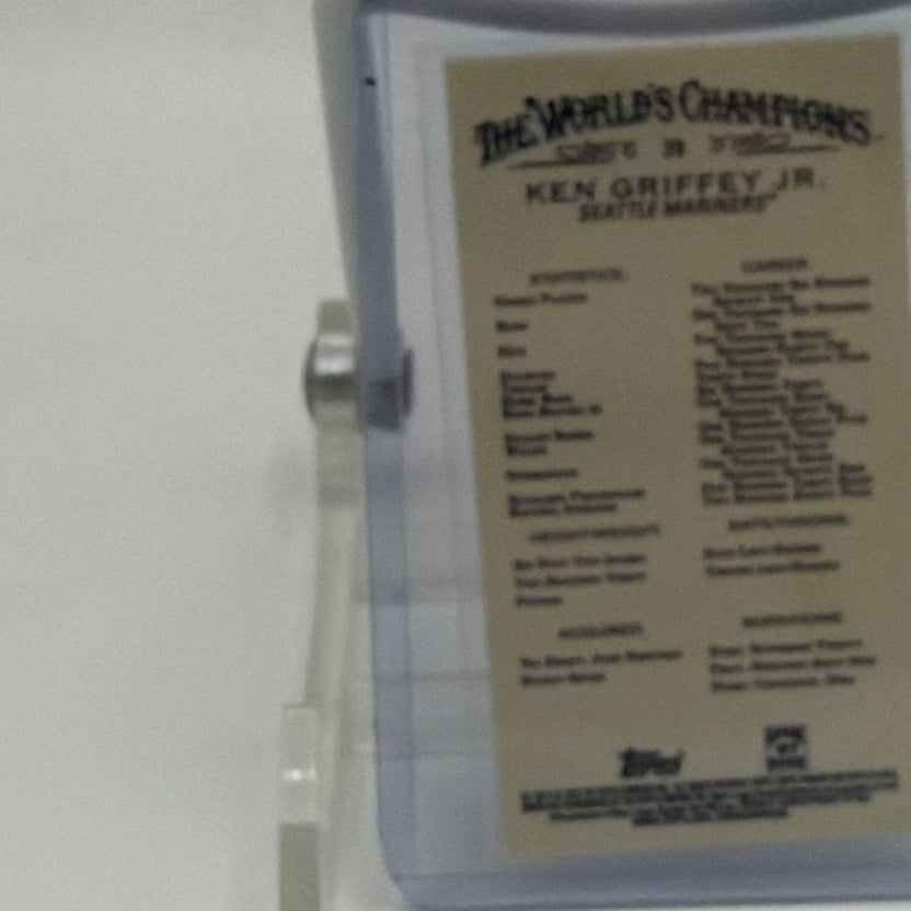Close-up of player information and decorative reverse design on Ken Griffey Jr. Allen & Ginter Chrome mini card