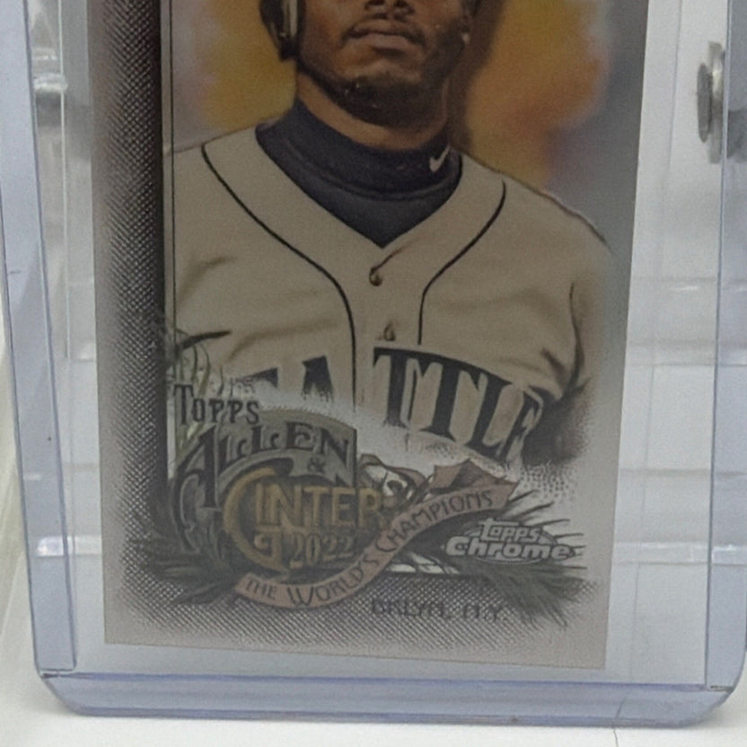 Close-up of Ken Griffey Jr. wearing a Seattle Mariners uniform on vintage-style Allen & Ginter Chrome mini card