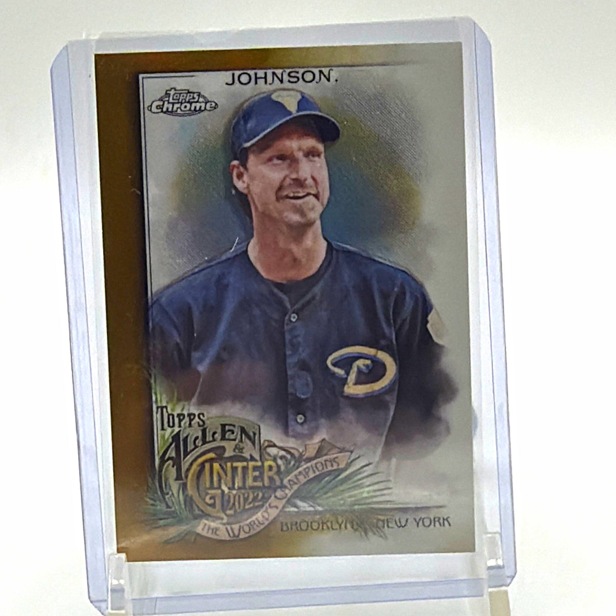 Front of 2022 Topps Allen & Ginter Chrome Randy Johnson #78 Gold Refractor numbered 30/50