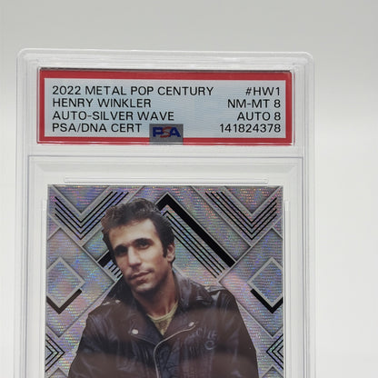 2022 Leaf Metal Pop Century Henry Winkler Silver Wave autograph card numbered 19 of 20, graded PSA 8 with Auto 8.