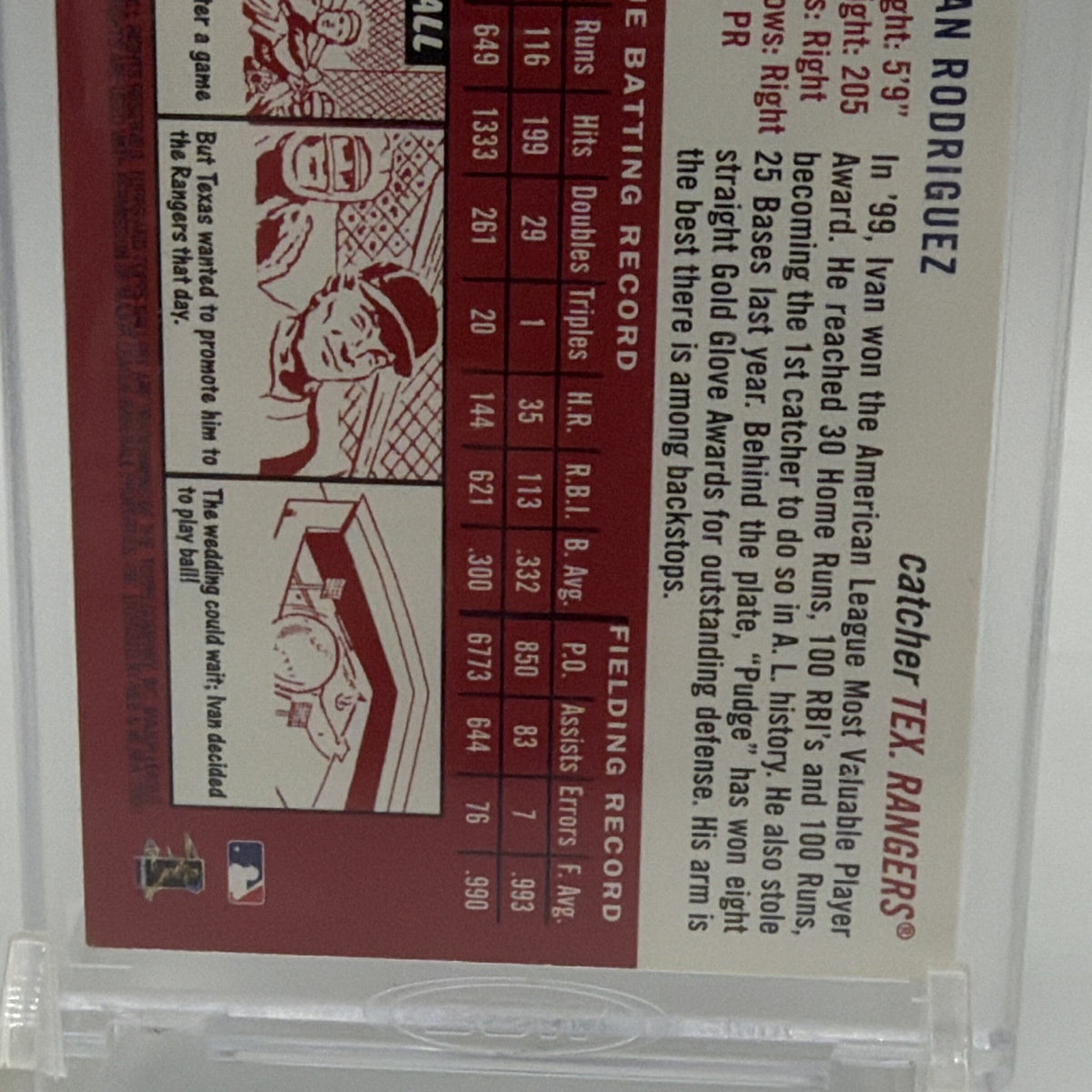 Additional reverse view of Ivan Rodriguez Topps Archives Signature Series one-of-one autograph
