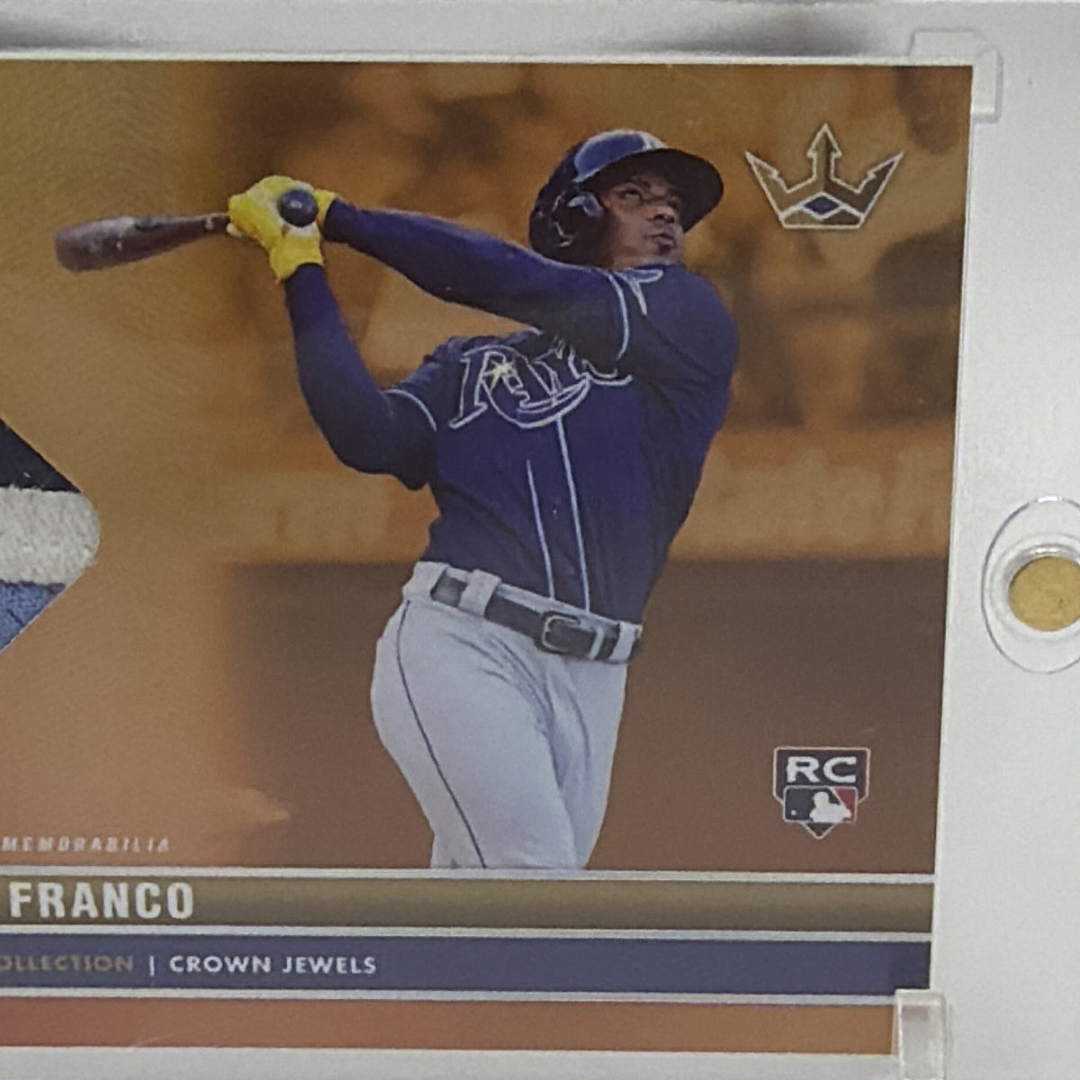 Front detail of Wander Franco Crown Jewel card showing player photograph and Tampa Bay Rays uniform