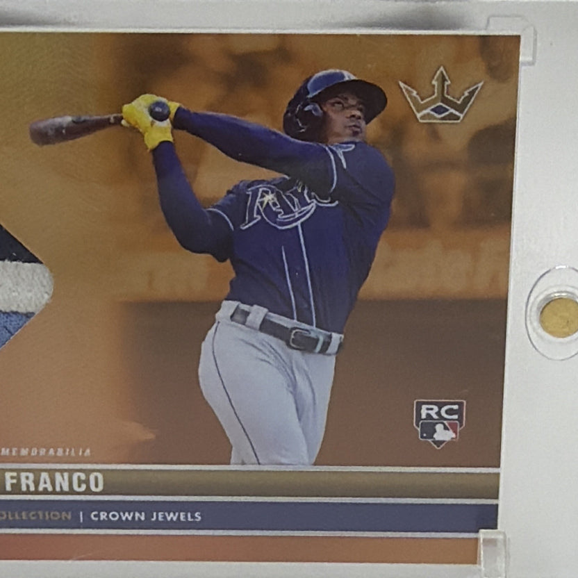 Front detail of Wander Franco Crown Jewel card showing player photograph and Tampa Bay Rays uniform