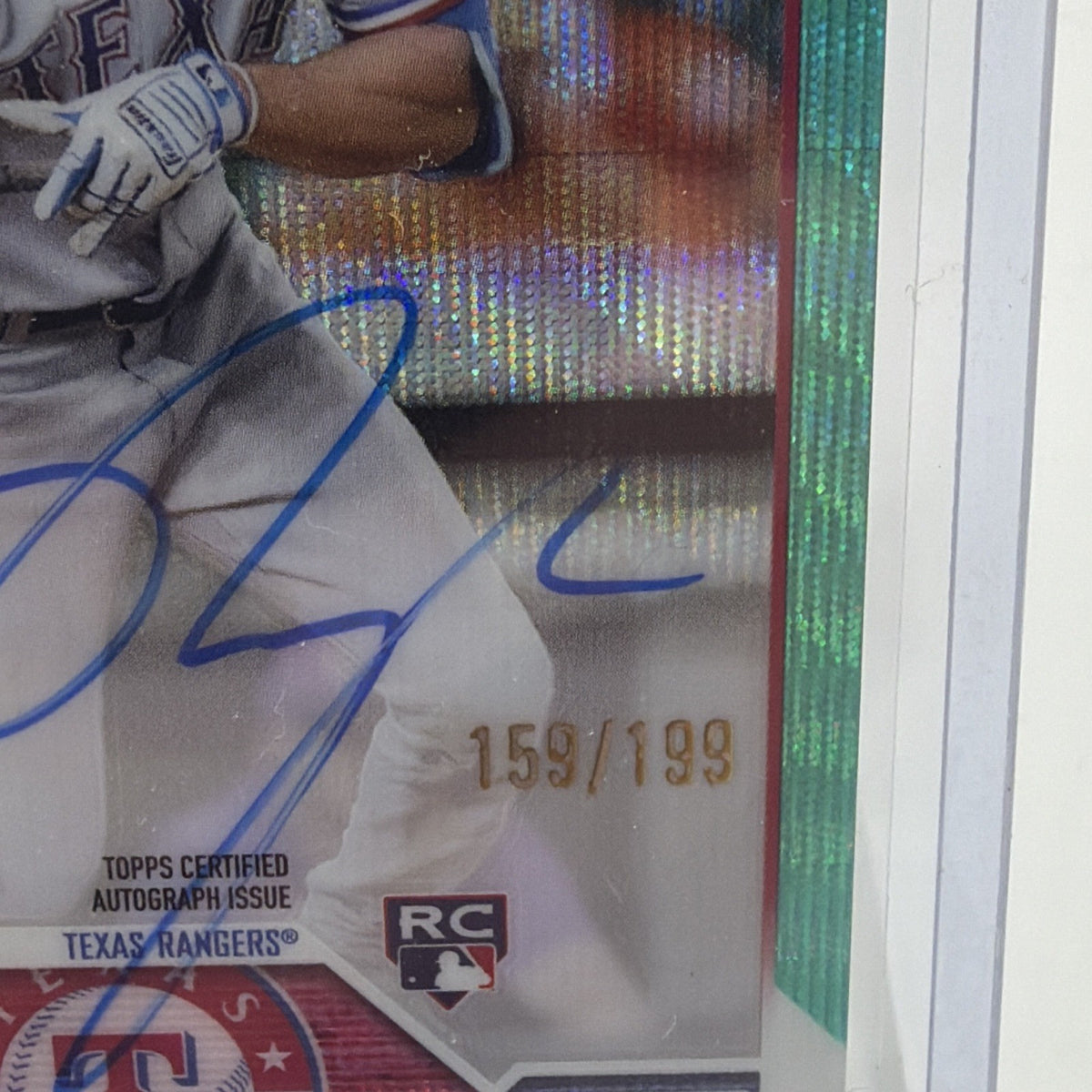 Close-up showing Bubba Thompson rookie autograph and 159/199 serial numbering