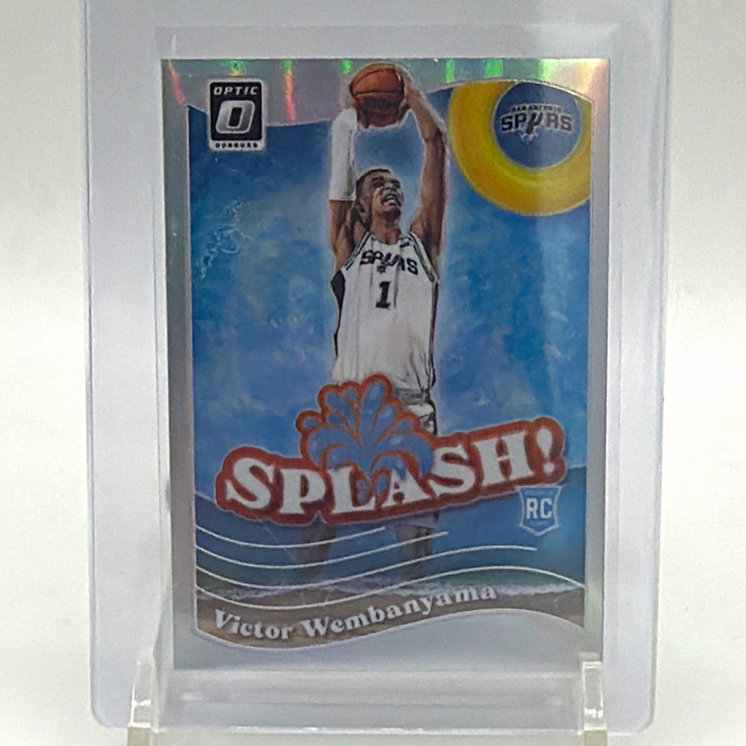Front of 2023-24 Donruss Optic Victor Wembanyama Splash Holo Prizm #6 rookie basketball card