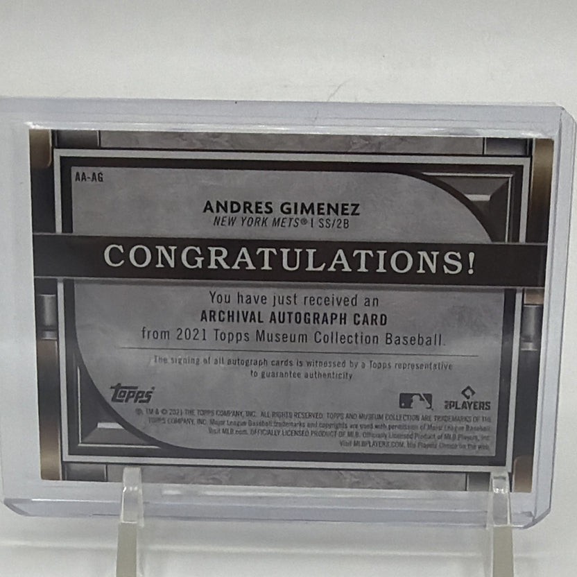 Back of Andrés Giménez Signature Swatches Dual Relic Autograph #SWDRA-AG