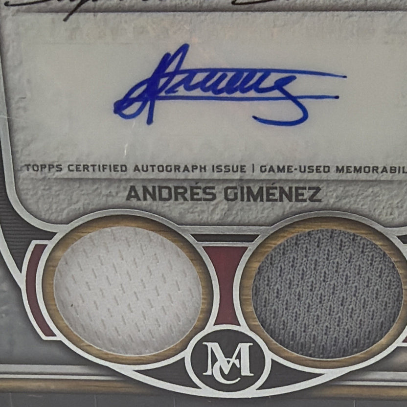 Back of Andrés Giménez Signature Swatches Dual Relic Autograph #SWDRA-AG