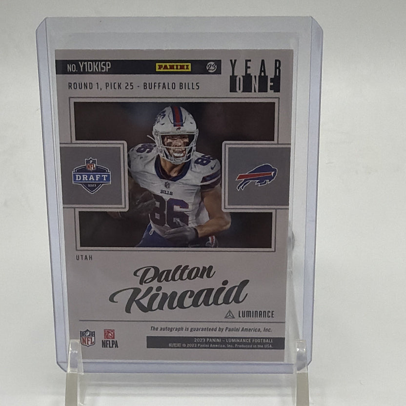 Back of 2023 Panini Luminance Dalton Kincaid Year One Signatures autograph #Y1DK