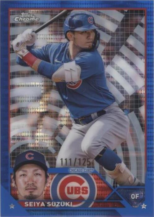 Additional front view of Seiya Suzuki Blue Sonar Refractor baseball card showing Chrome finish