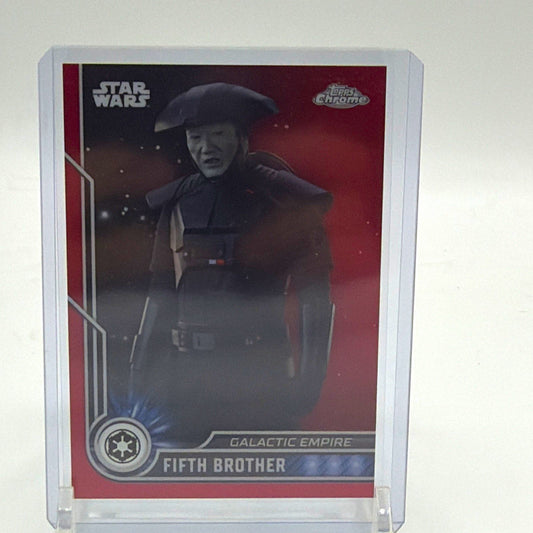 Front of 2023 Topps Chrome Star Wars Fifth Brother #9 Red Refractor numbered 1/5