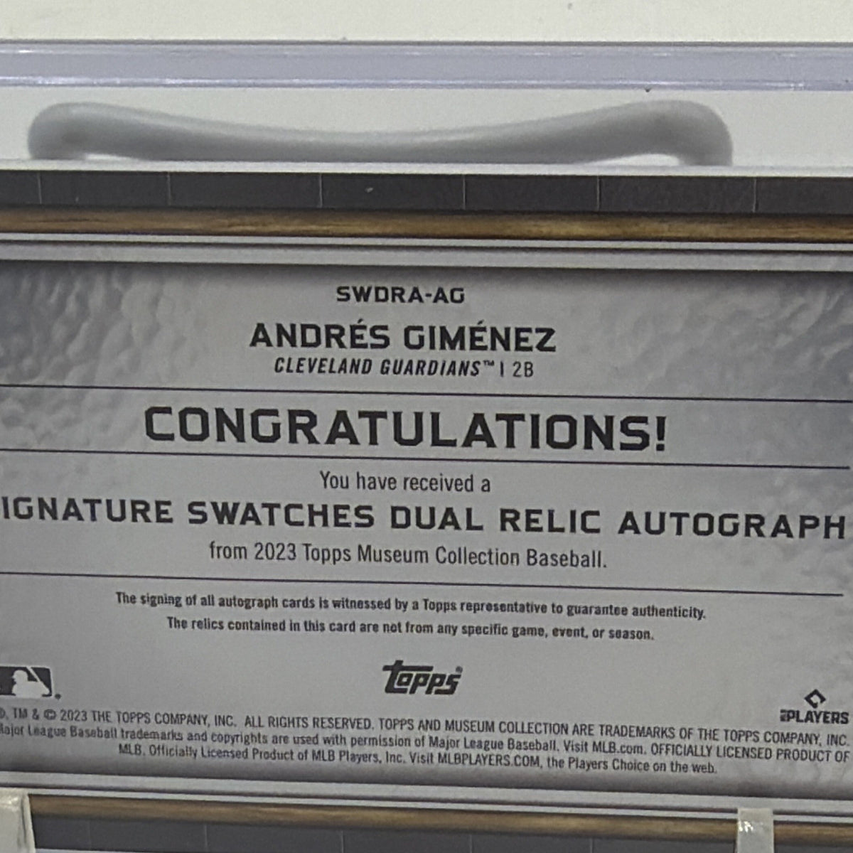 Detail showing the 204/399 serial number on Andrés Giménez #SWDRA-AG