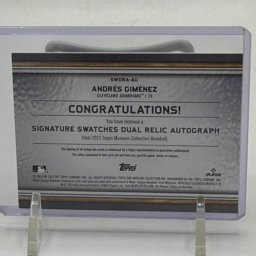 Back of 2023 Topps Museum Collection Andrés Giménez Signature Swatches #SWDRA-AG