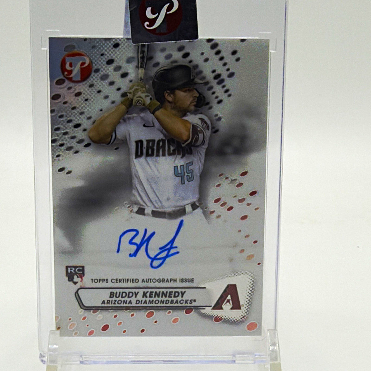 Front of 2023 Topps Pristine Buddy Kennedy rookie autograph #PA-BK for the Arizona Diamondbacks