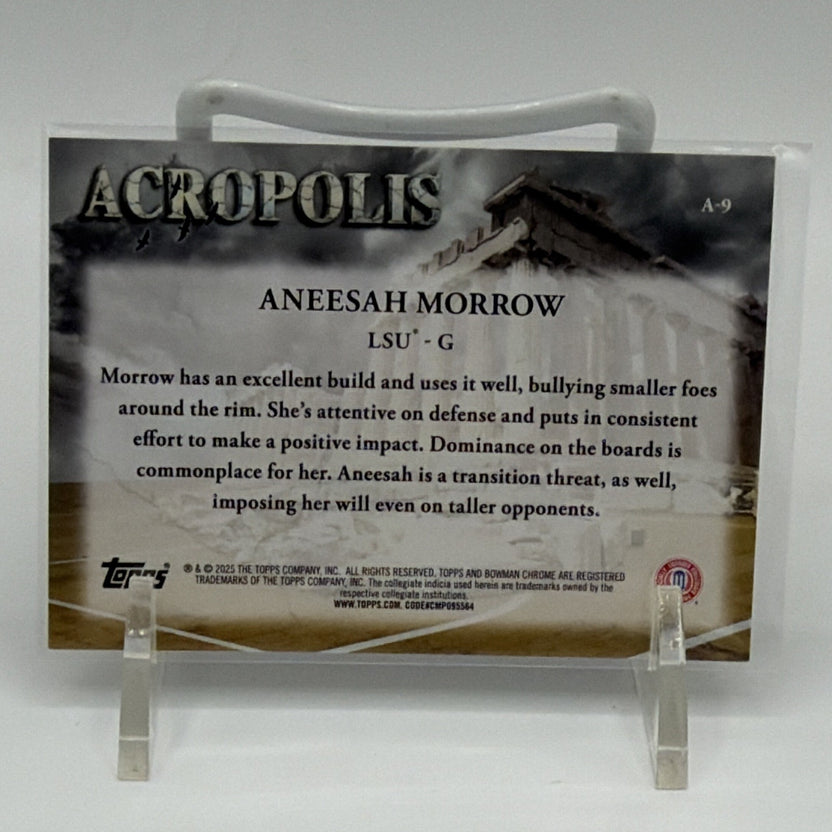 Reverse of Aneesah Morrow Bowman U Chrome Acropolis A-9 basketball card