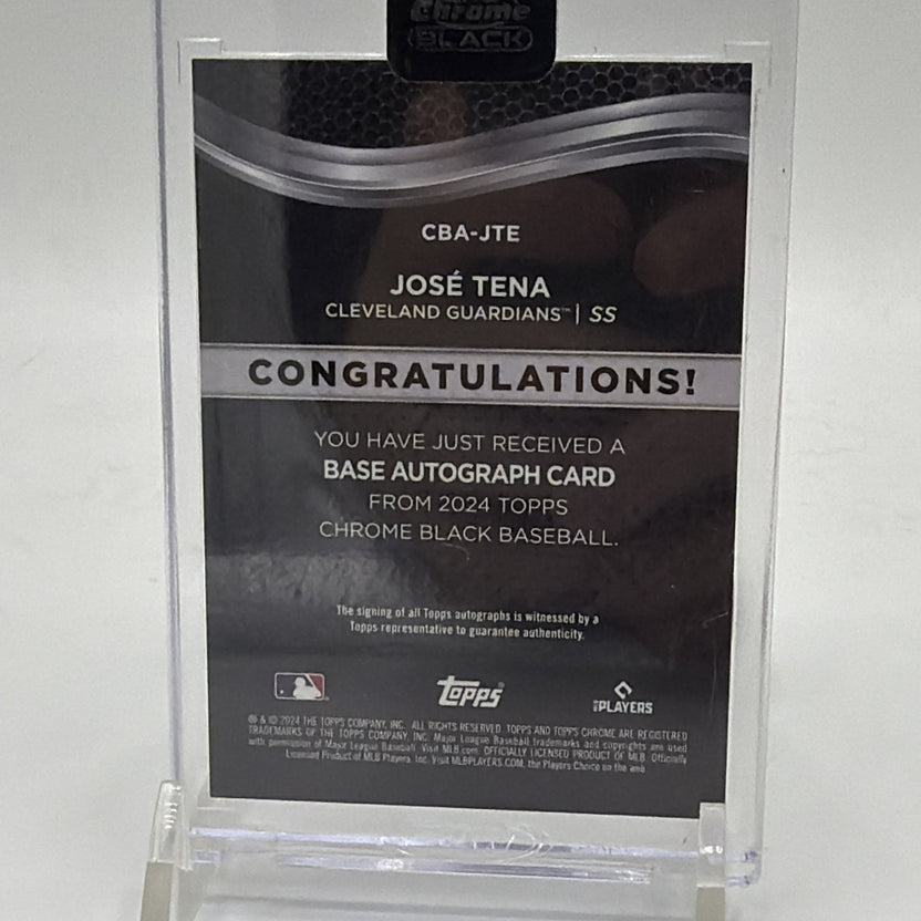 Back of 2024 Topps Chrome Black José Tena rookie autograph #CBA-JTE