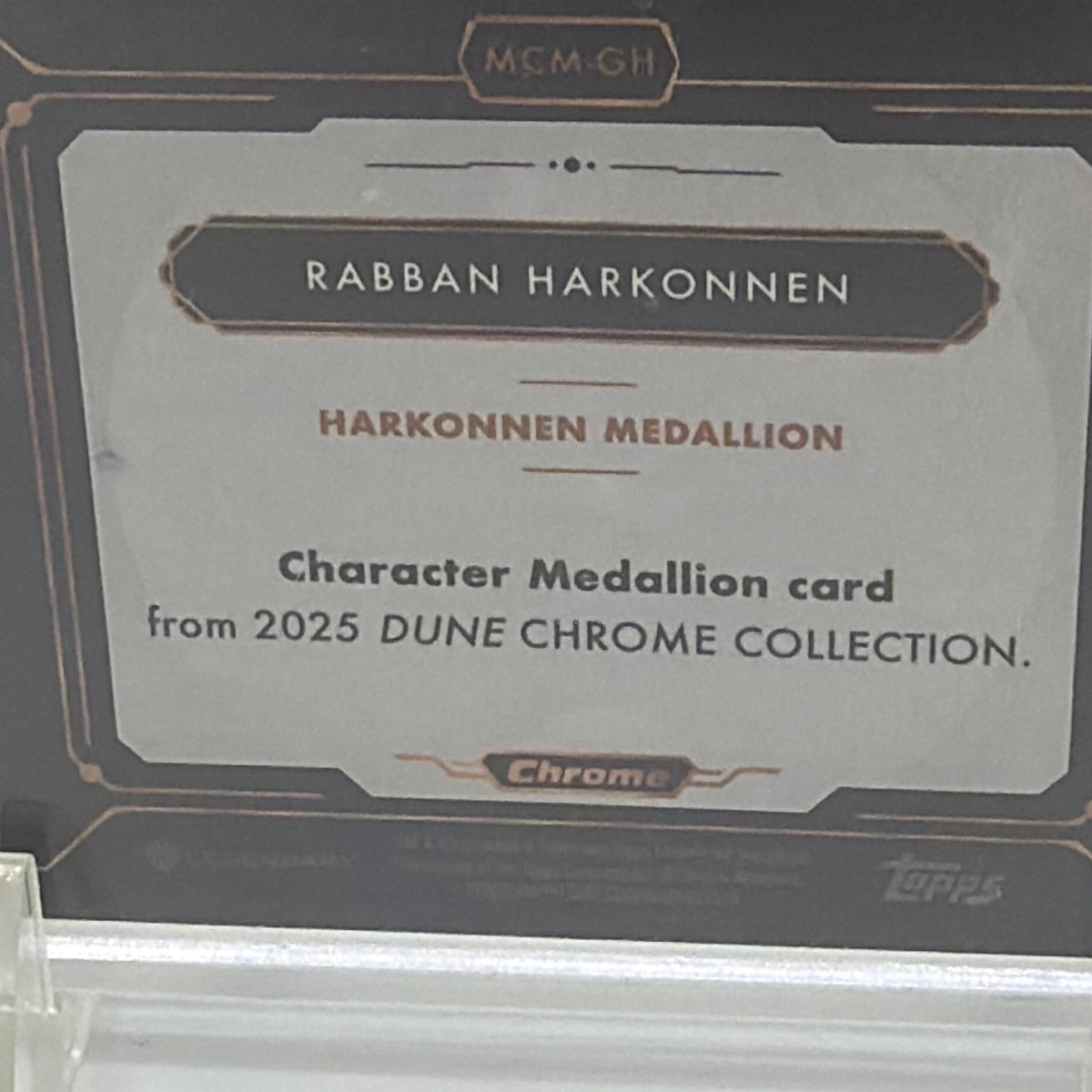 Back of 2024 Topps Dune Chrome Rabban Harkonnen Character Medallion #MCM-GH