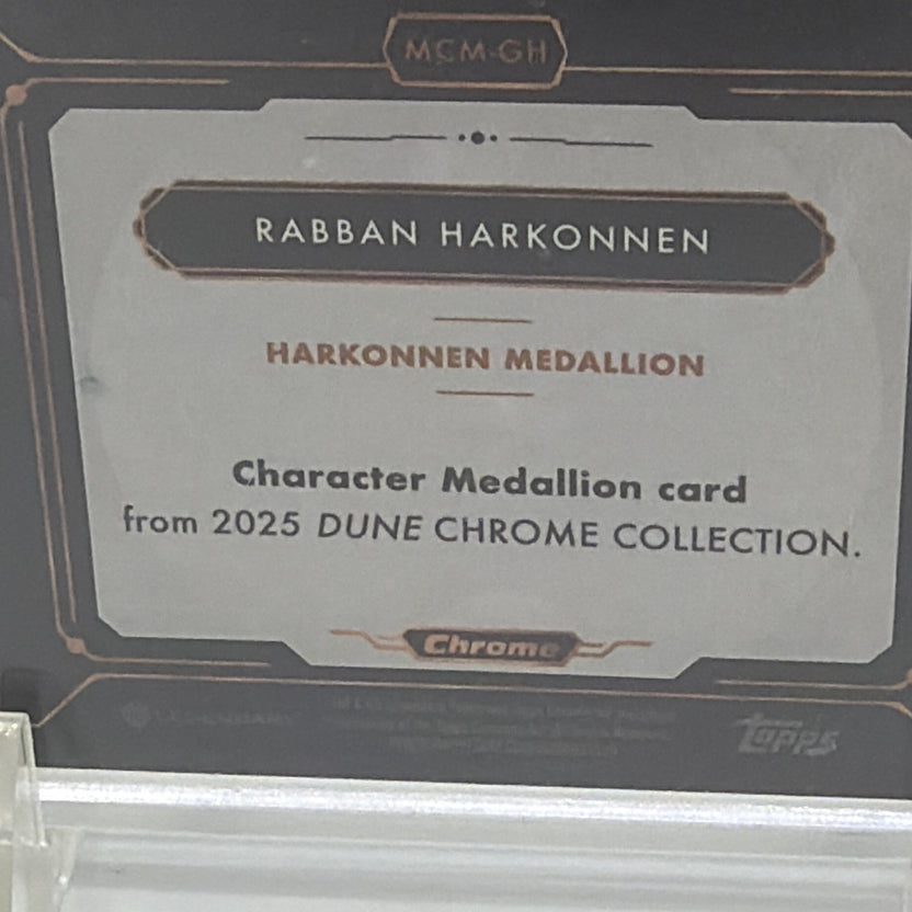 Back of 2024 Topps Dune Chrome Rabban Harkonnen Character Medallion #MCM-GH