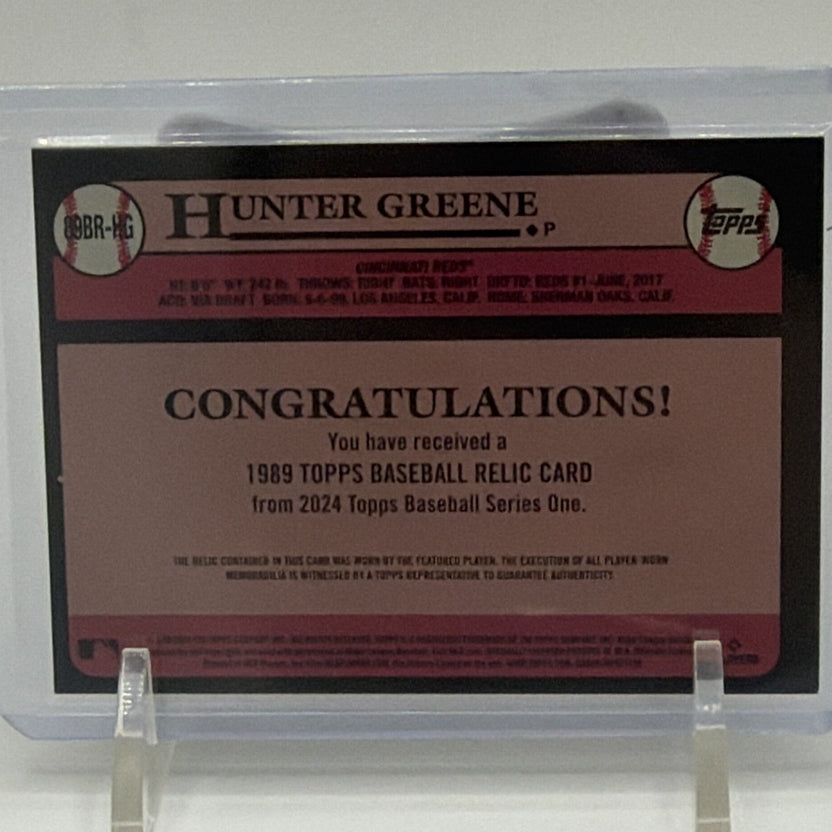 Additional front view of 2024 Topps Hunter Greene Cincinnati Reds 1989 Baseball Relics insert