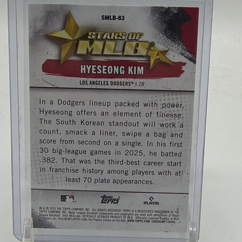 Back of 2025 Topps Update Hyeseong Kim Stars of MLB #SMLB-83