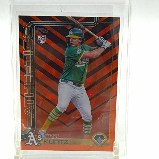 Front of 2025 Topps Update Nick Kurtz rookie #US201 Black Cat parallel