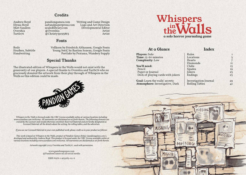 Whispers in the Walls 2e – Solo Horror Journaling RPG