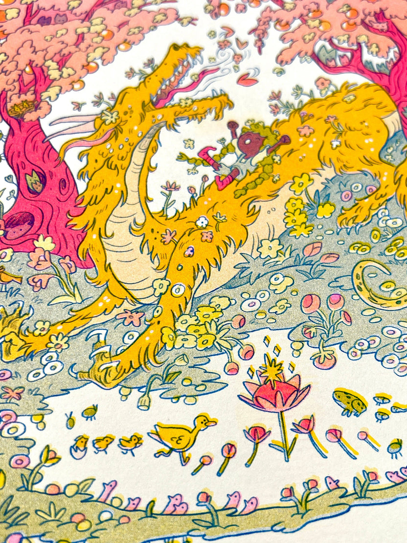 Spring Dragon Riso Print by Natalie Andrewson