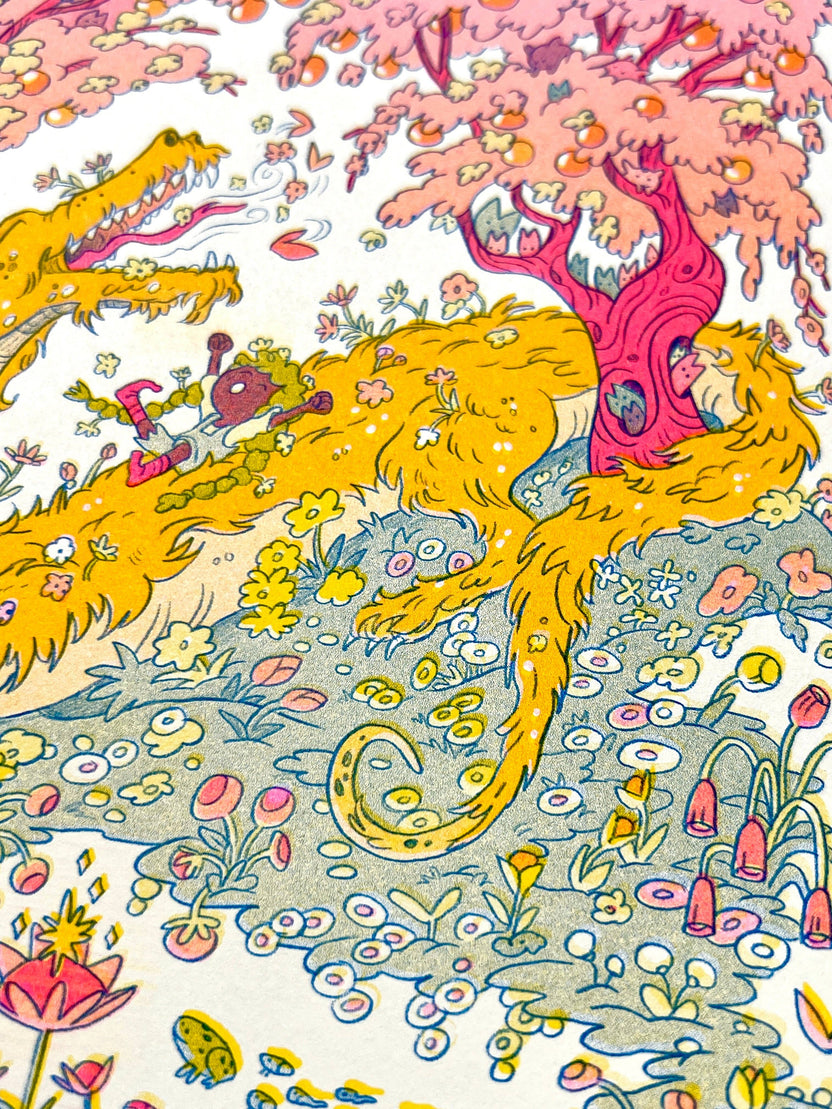 Spring Dragon Riso Print by Natalie Andrewson