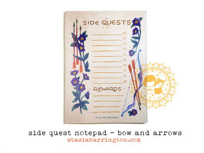 Side Quests Notepad- Bow and Arrows