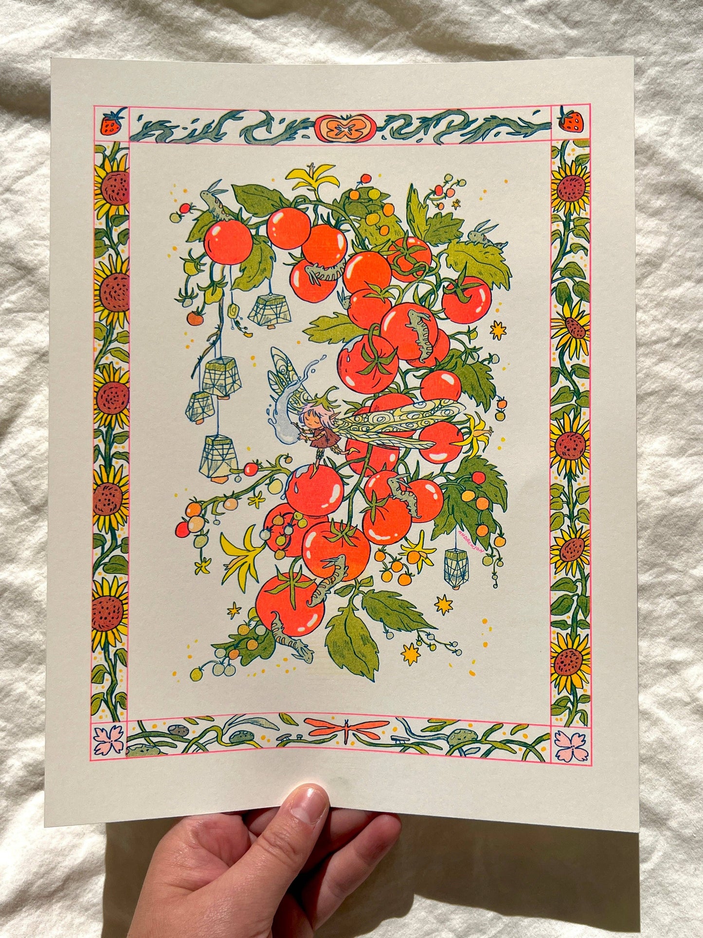 Sunflower Fairy Riso Print, Natalie Andrewson