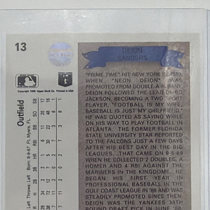 Upper Deck 1990 Star Rookie Deion Sanders #13 (RC) Yankees Baseball Card