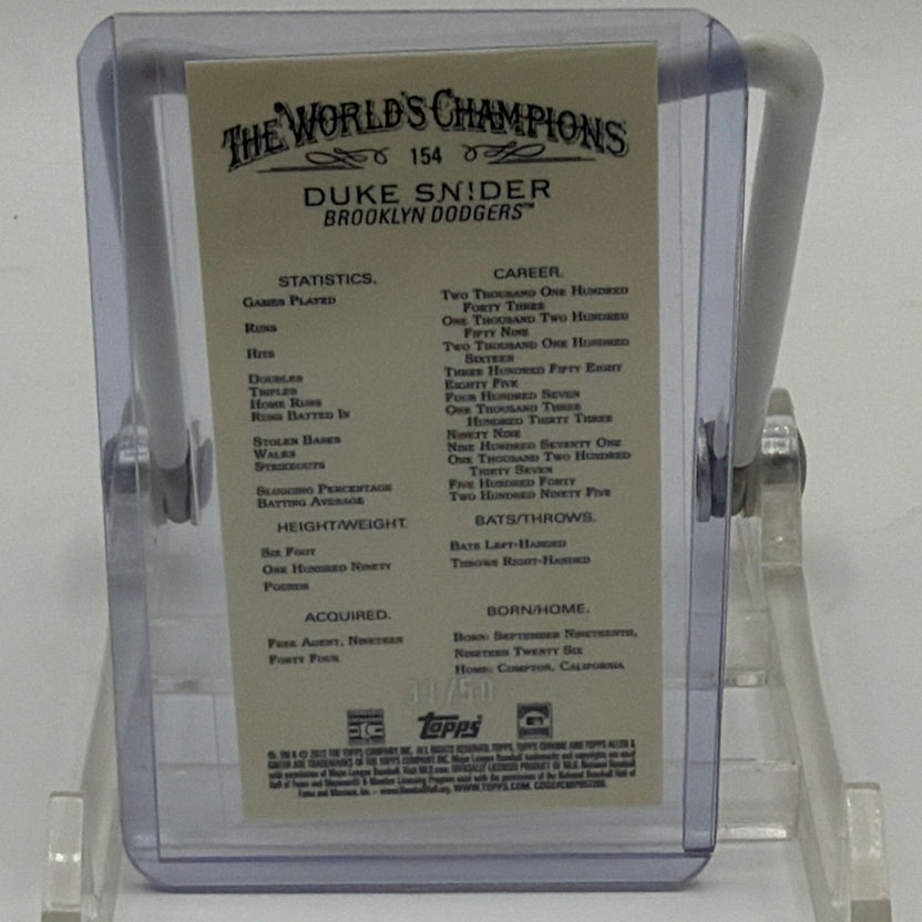 Topps 2022 Allen & Ginter Chrome Duke Snider #154 Dodgers  31/50 Gold refractor