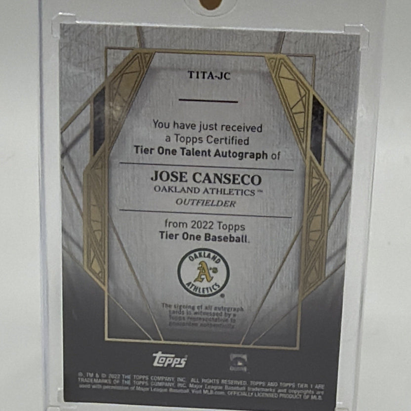 Topps 2022 Tier One Jose Canseco Tier One Talent Auto #T1TA-JC 015/299