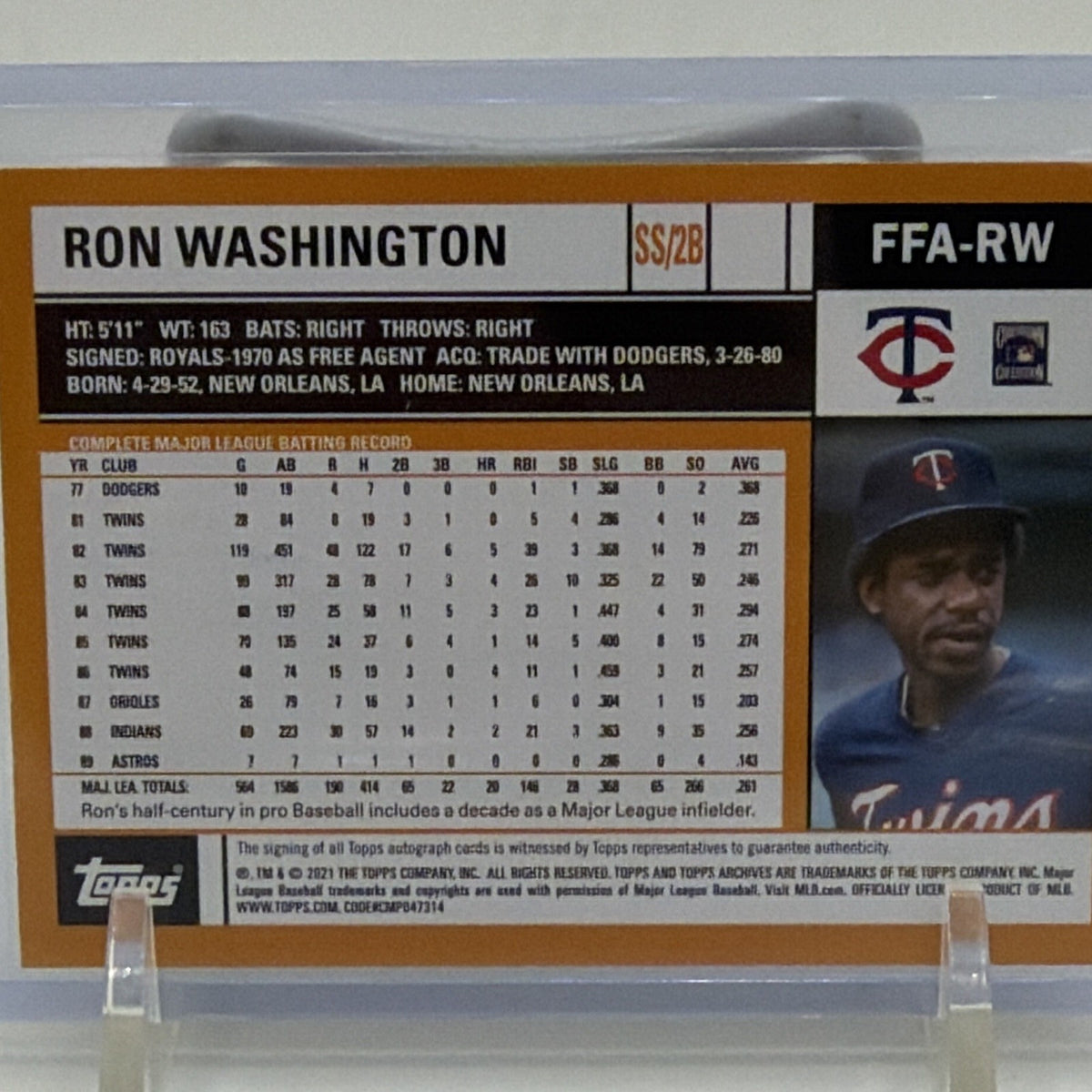 Topps 2021 Archives Fan Favorite Autographs Ron Washington Auto #FFA-RW