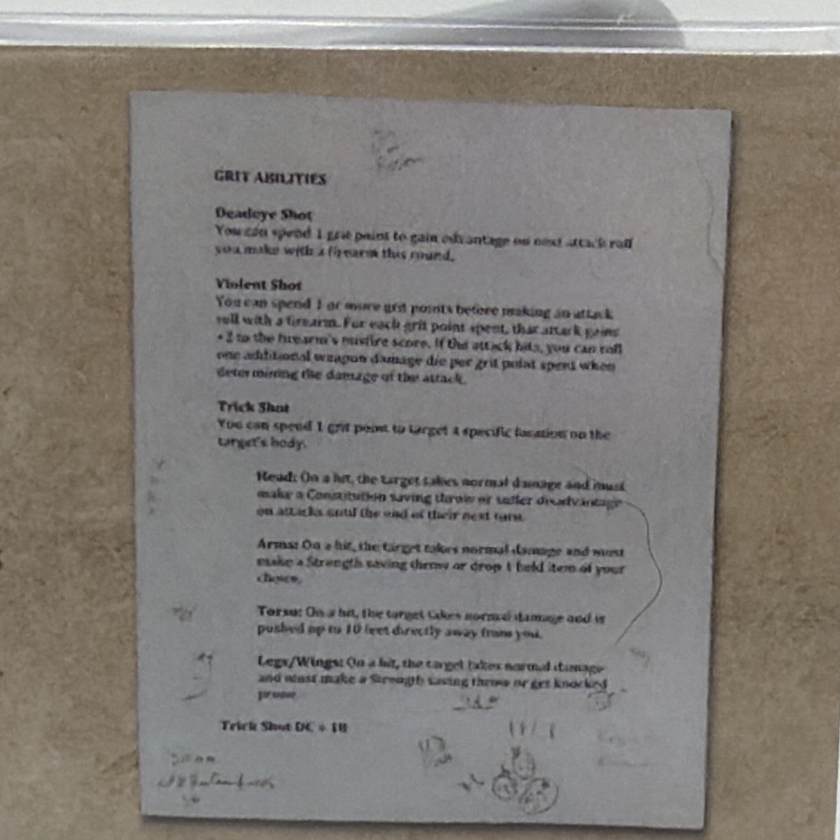 2025 Critical Role 10th Anniversary Percy's Guns Cheat Sheet Taliesin Jaffe