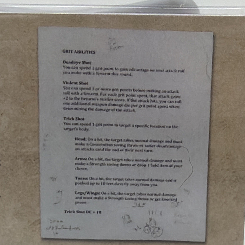 2025 Critical Role 10th Anniversary Percy's Guns Cheat Sheet Taliesin Jaffe