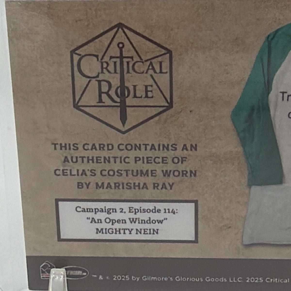 Critical Role 10th anniversary Celia Costume Relic Marisha Ray Card Rittenhouse