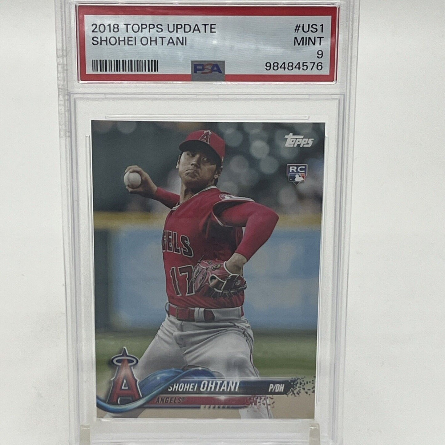 2018 Topps Update Series - Pitching, Red Jersey #US1 Shohei Ohtani (RC) PSA 9