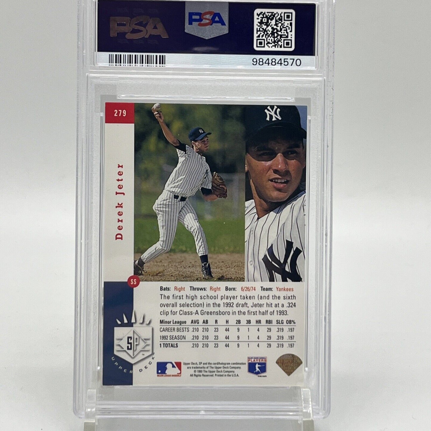 1993 Upper Deck SP - #279 Derek Jeter (RC)