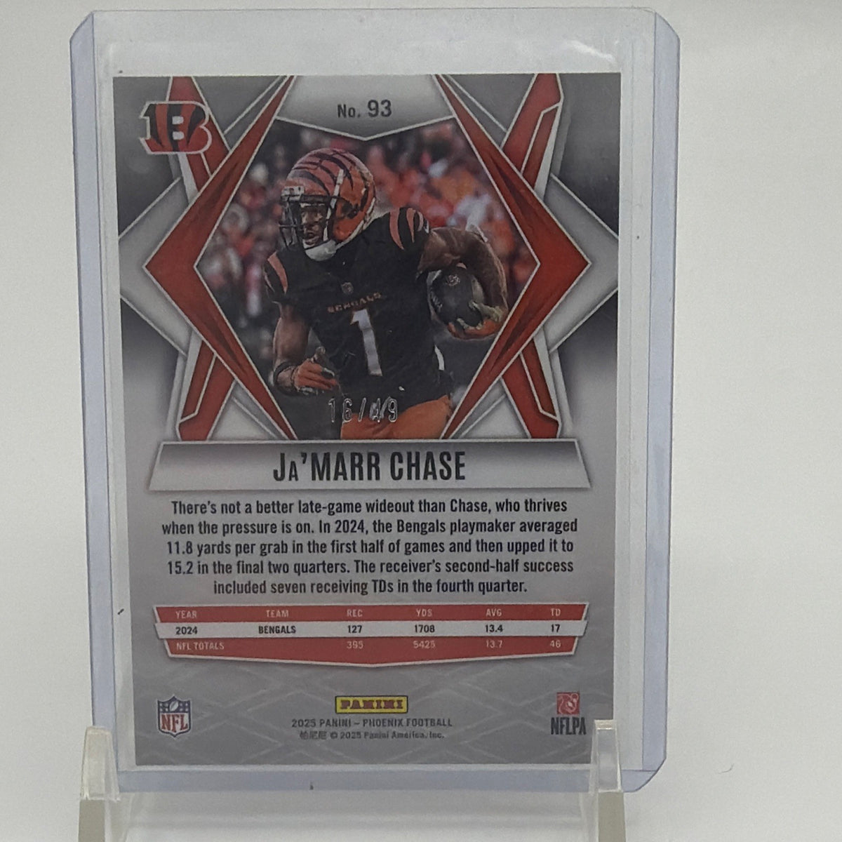 Panini 2025 Phoenix Ja'Marr Chase #93 Green Lazer /49 Bengals Football Card
