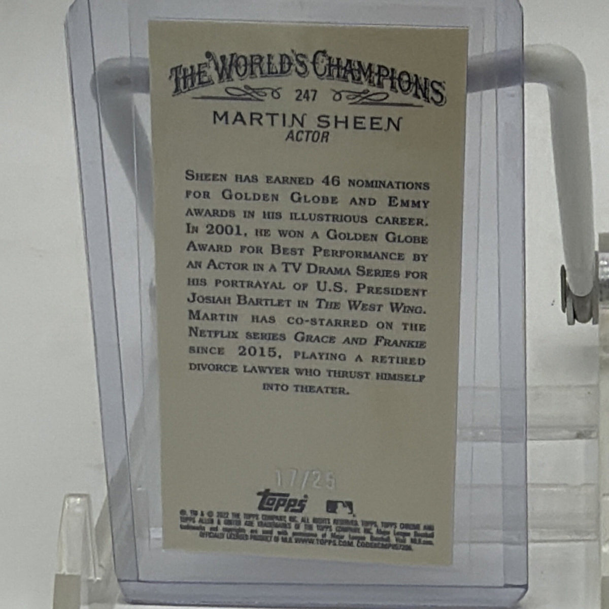 Topps 2022 Allen & Ginter World's Champions Martin Sheen #247 17/25