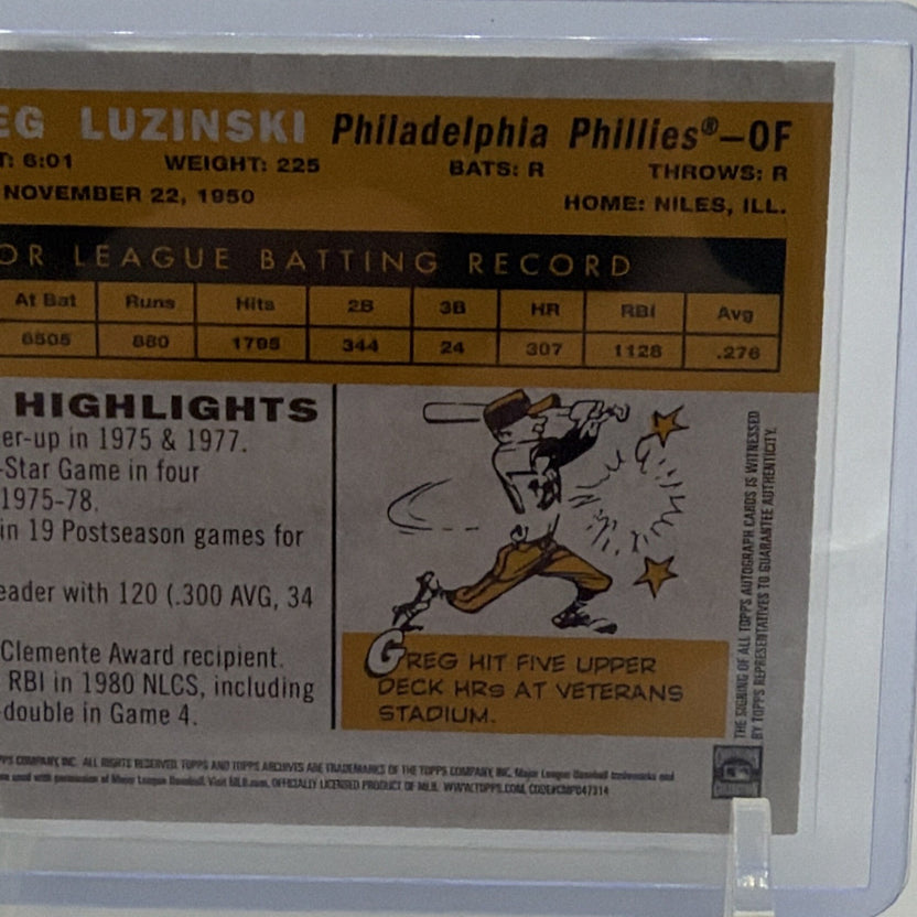 Topps 2021 Archives Fan Favorite Autographs 1960 Greg Luzinski FFA-GL Auto
