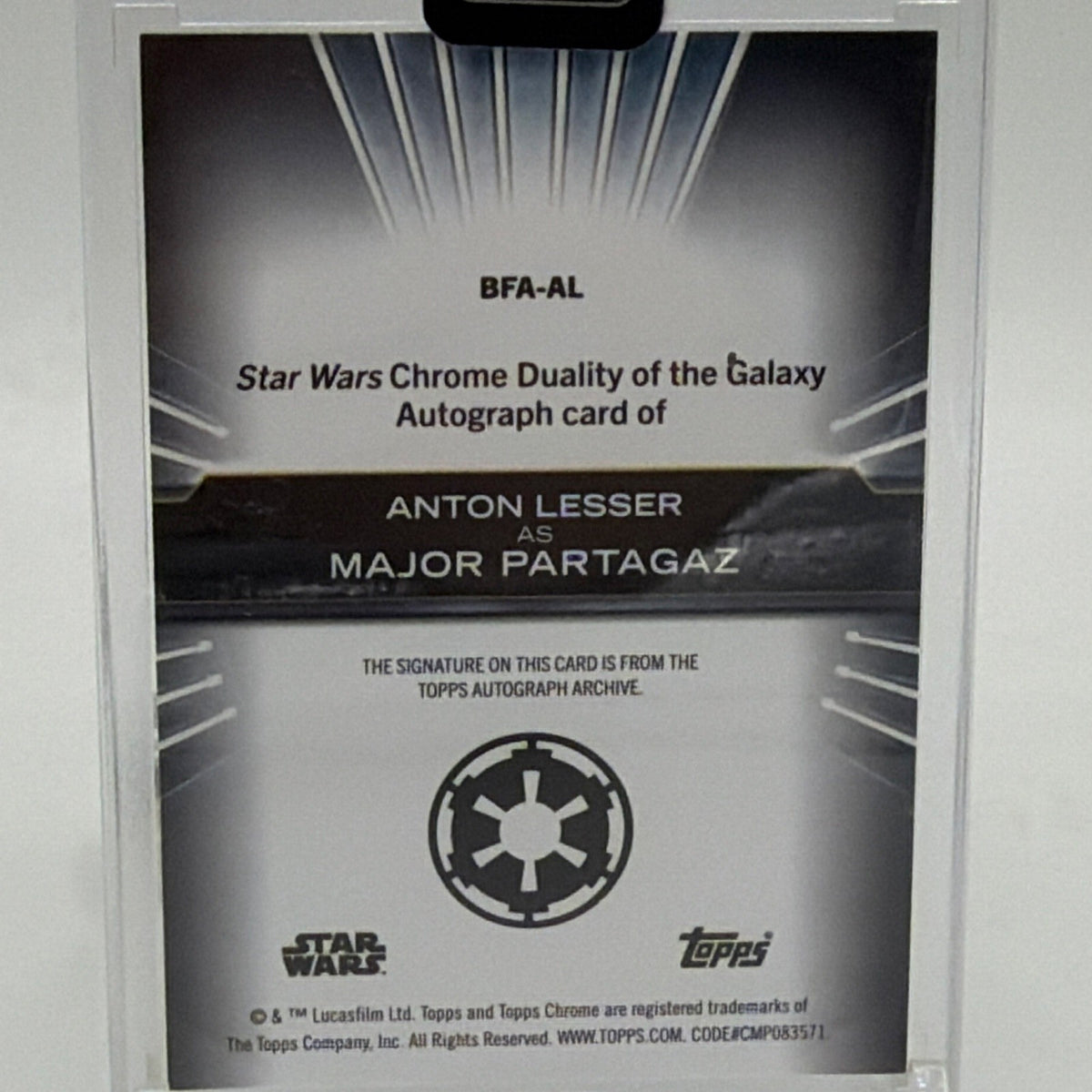 Topps 2022 Star Wars Chrome Duality Major Partagaz Auto BFA-AL Anton Lesser