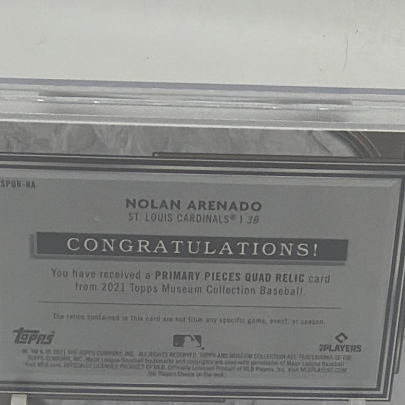 Topps 2021 Museum Collection Nolan Arenado Quad Relic SPQR-NA Cardinals