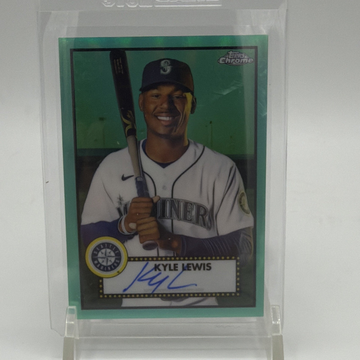 2021 Topps Chrome Platinum Anniversary Auto Kyle Lewis Aqua Refractor /150