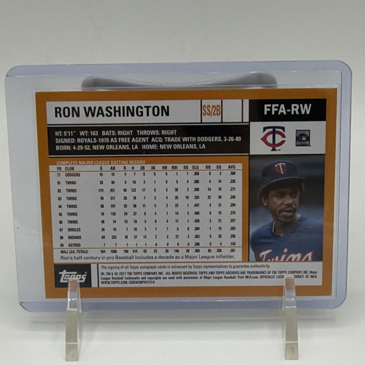 Topps 2021 Archives Fan Favorite Autographs Ron Washington Auto #FFA-RW