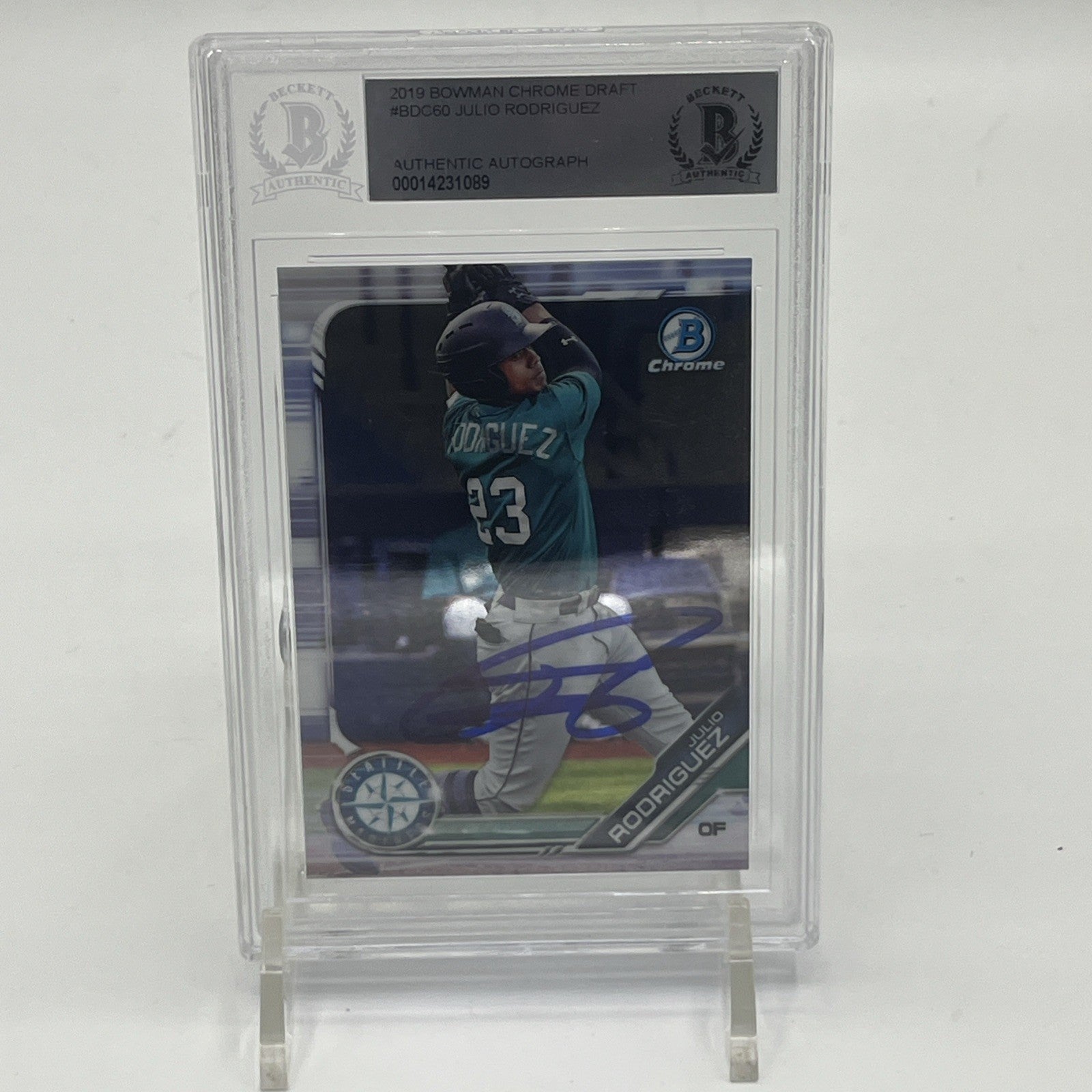 2019 Bowman Chrome Draft Julio Rodriguez RC Autographed Authenticated Beckett 