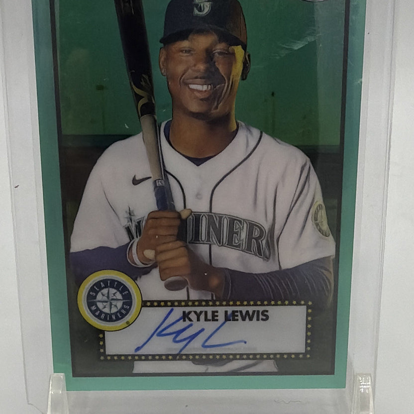 2021 Topps Chrome Platinum Anniversary Auto Kyle Lewis Aqua Refractor /150