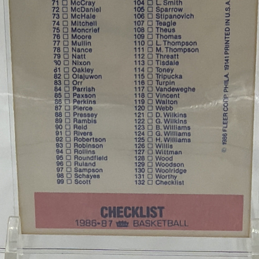 Fleer 1986-87 Fleer Basketball Checklist Card #132 of 132 NBA